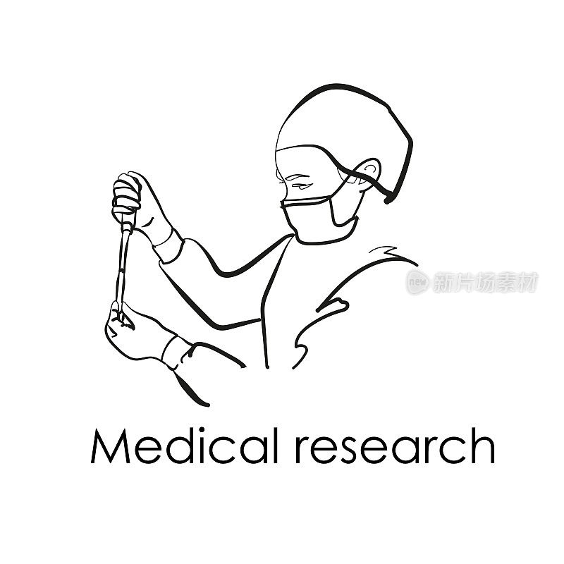 医学研究，一个女科学家，一个医生手里拿着一个试管。