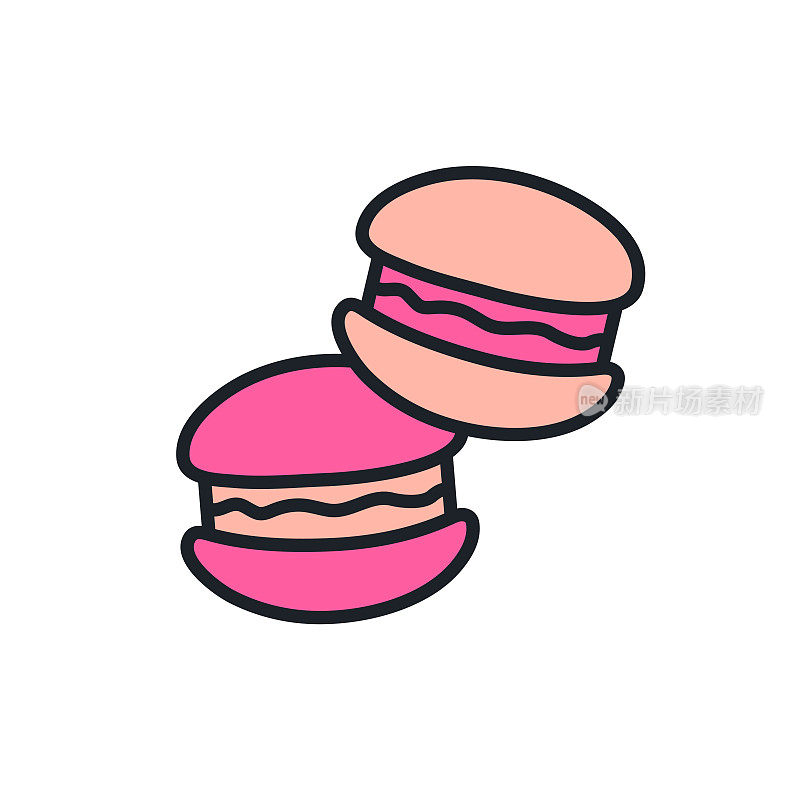 蛋白杏仁饼干图标。糖果糖果和糕点分离线颜色图标