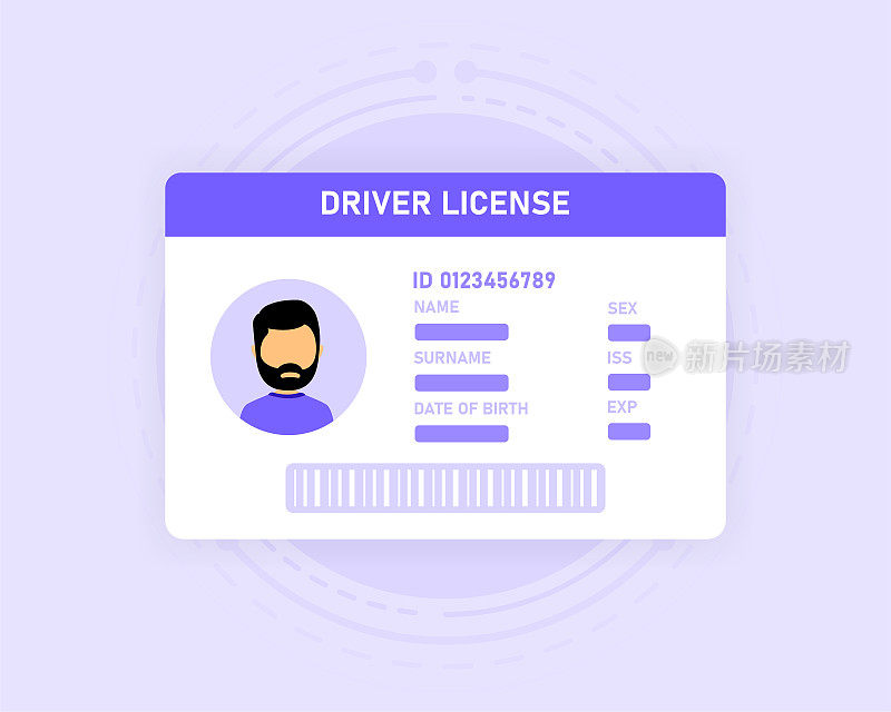 驾驶执照。汽车和其他交通工具的驾驶执照。矢量插图。