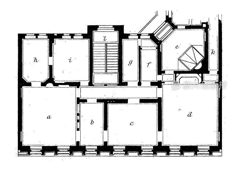 古董插画:建筑与建筑:柏林住宅