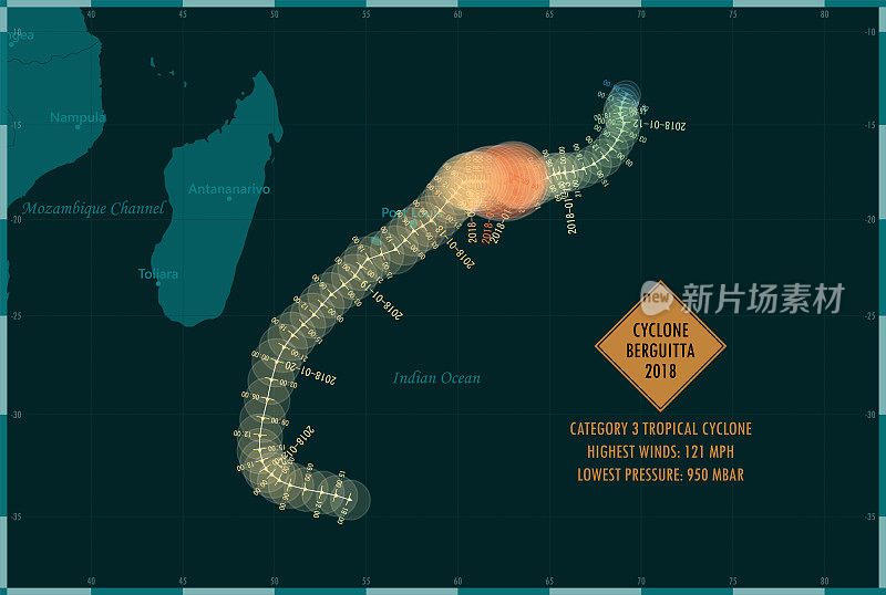 2018年飓风贝尔吉塔追踪南印度洋信息图