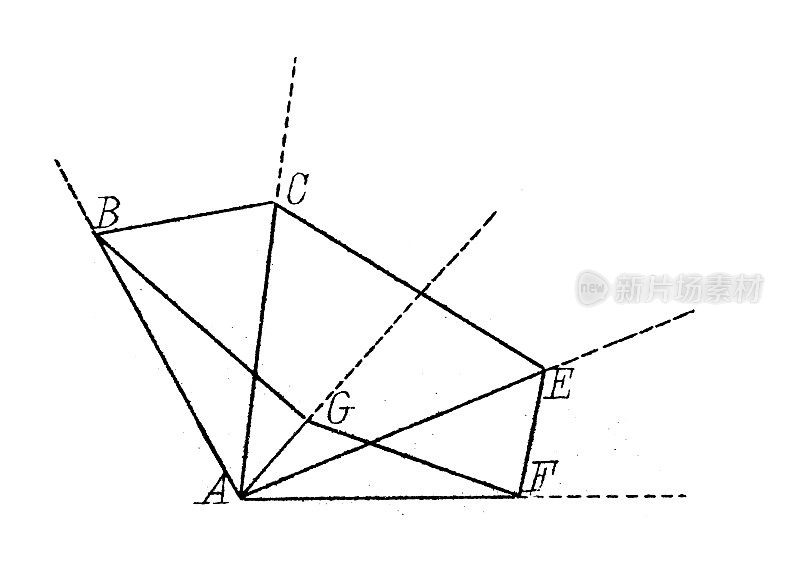 古董插图，数学和几何:立体，立体形状和多面体的边和角