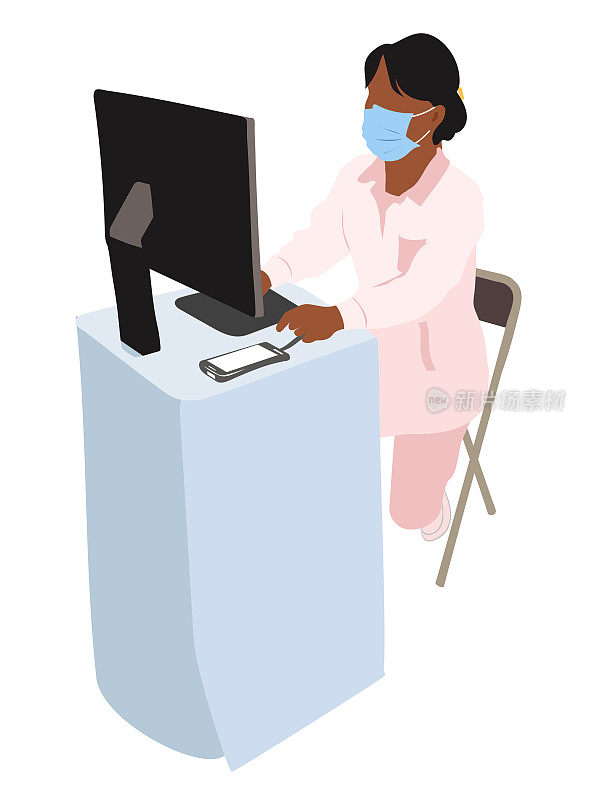 护士电脑站粉色