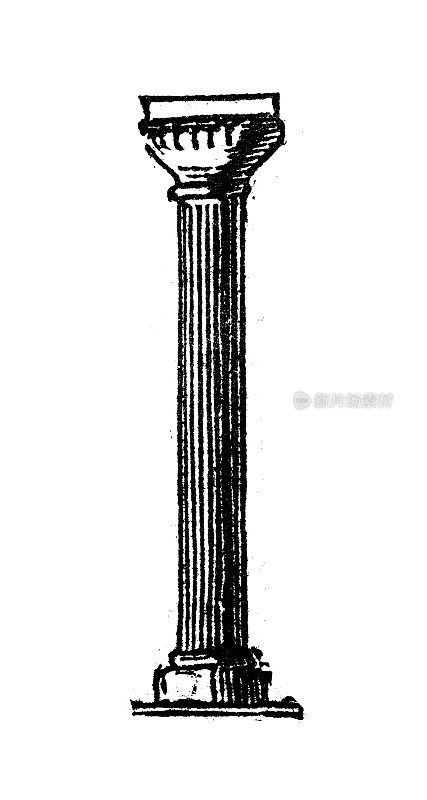 古董雕刻插图:柱子