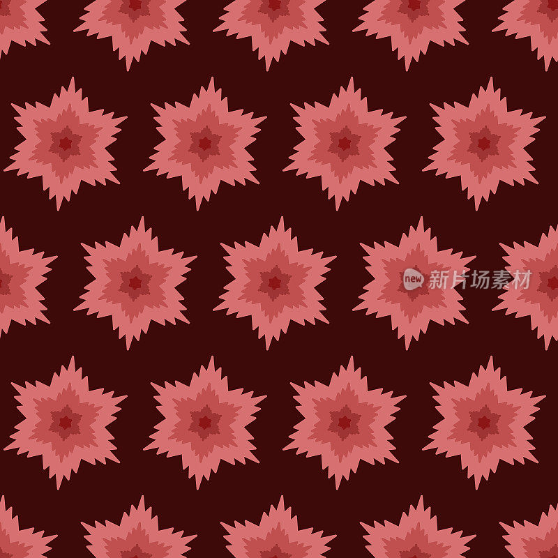 对称的红色花朵创意梦幻无缝图案，壁纸包装纺织设计