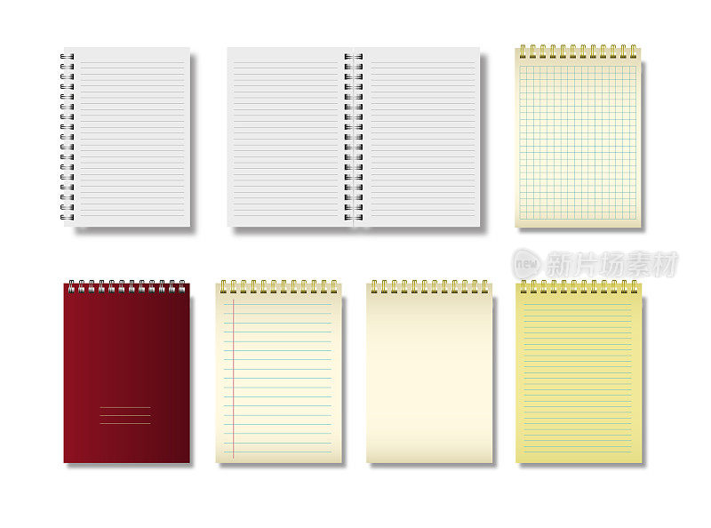 笔记本系列。空白现实螺旋装订记事本设计