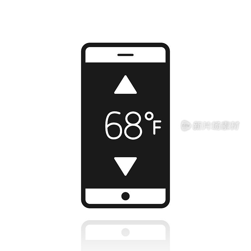 智能手机加热控制。白色背景上反射的图标
