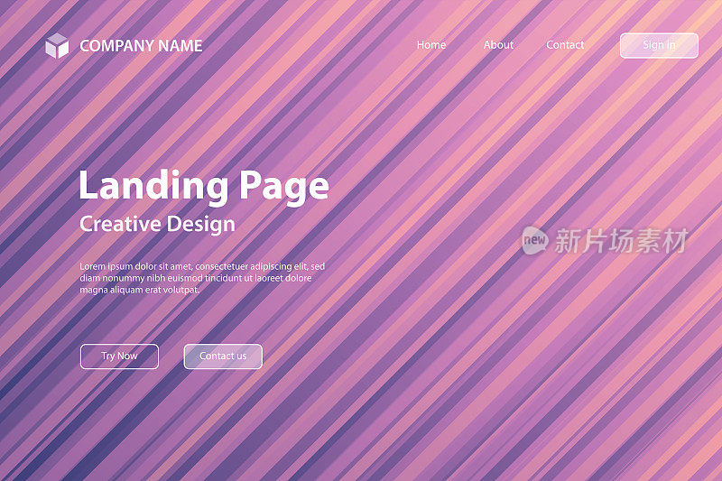 登陆页面模板-抽象设计与对角线-时髦的紫色梯度