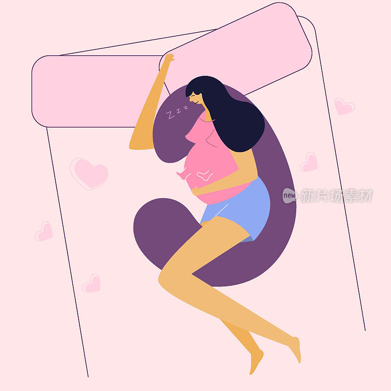 孕妇放松，用大枕头睡觉。婴儿打妈妈的肚子。新妈妈经常有不适，背痛，嗜睡和疲劳。怀孕有这些症状