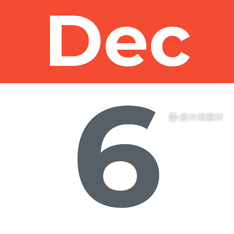 12月6日――日历叶子。矢量图