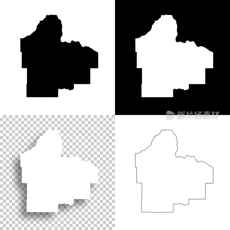 达科塔县，明尼苏达州。设计地图。空白，白色和黑色背景