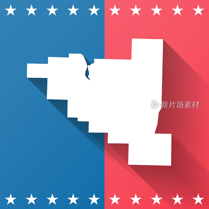 普拉斯基县，阿肯色州。地图在蓝色和红色的背景