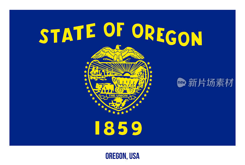 俄勒冈旗矢量插图在白色的背景。美国州旗