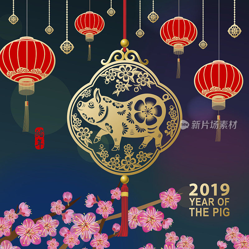 和猪一起庆祝中国新年
