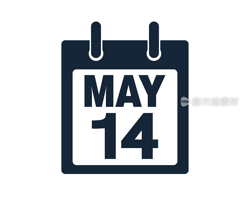 5月14日日历图标股票矢量插图