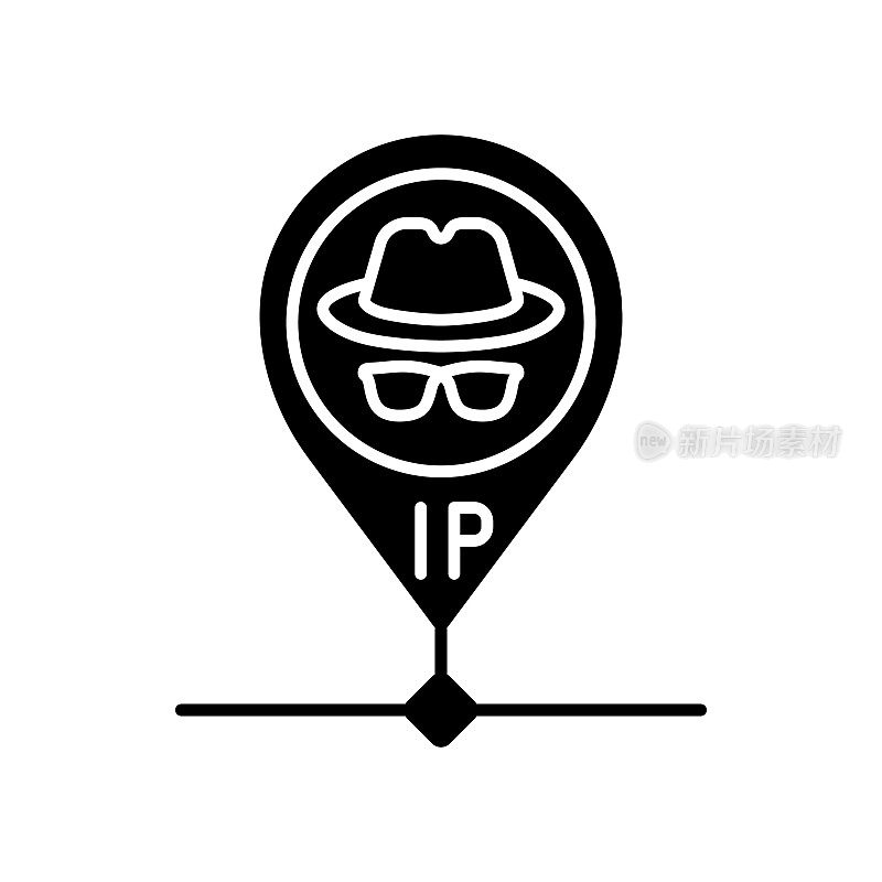 隐藏IP地址黑色字形图标