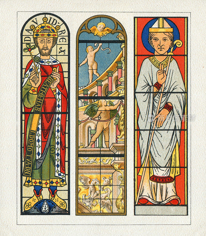 13世纪大卫王窗上的彩色玻璃画