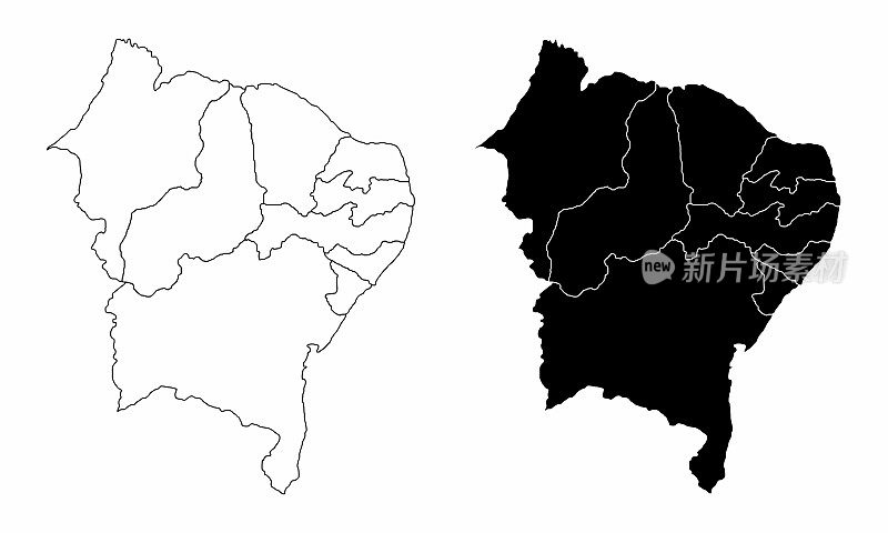 巴西东北部的地图