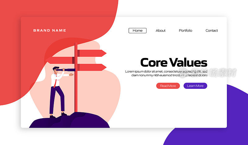 核心价值概念矢量插图网站横幅，广告和营销材料，在线广告，业务演示等。