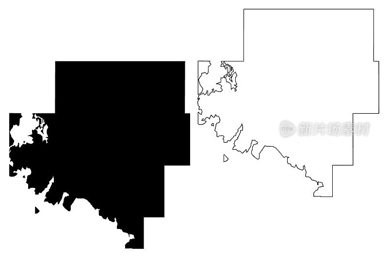美国北达科他州拉姆齐县(美国县，美国，美国)地图矢量插图，草稿拉姆齐地图