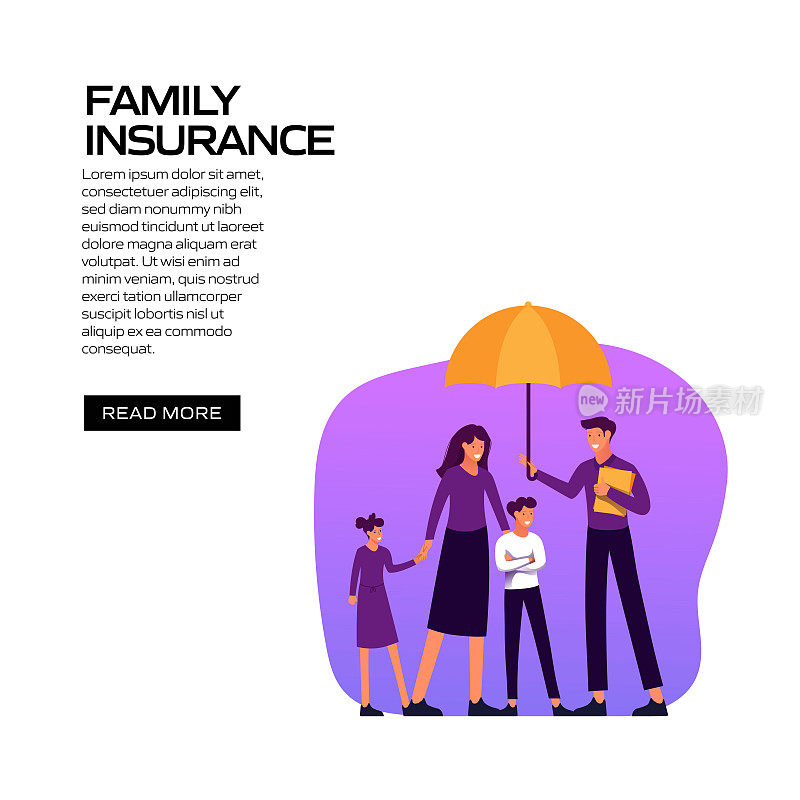 家庭保险概念矢量插图网站横幅，广告和营销材料，在线广告，社交媒体营销等。
