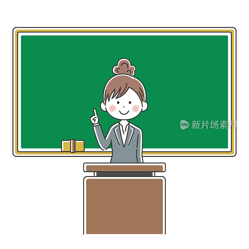 一个日本老师讲课的插图。