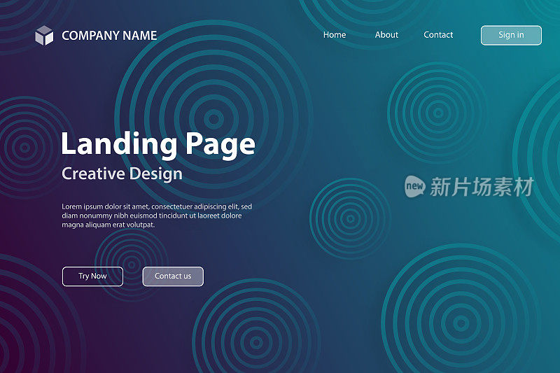 登陆页面模板-用蓝色圆圈抽象渐变背景
