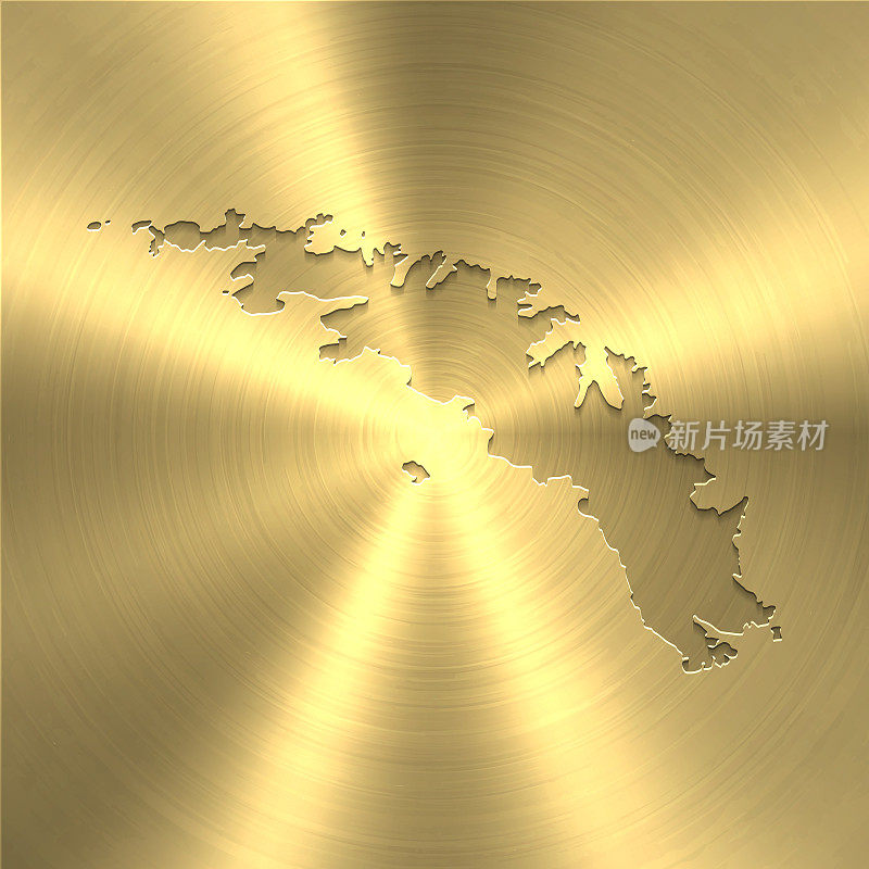 南乔治亚和南三明治群岛地图上的金色背景-圆形拉丝金属纹理