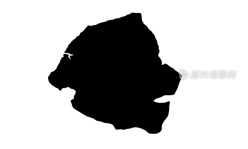加纳库马西市的黑色剪影地图