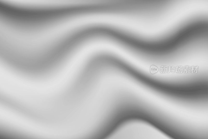 丝灰色背景。具有复制空间的抽象向量模式。液体波浪形纹理，平滑的布料墙纸。婚礼布、缎。波浪设计的旗帜，卡片，明信片，背景