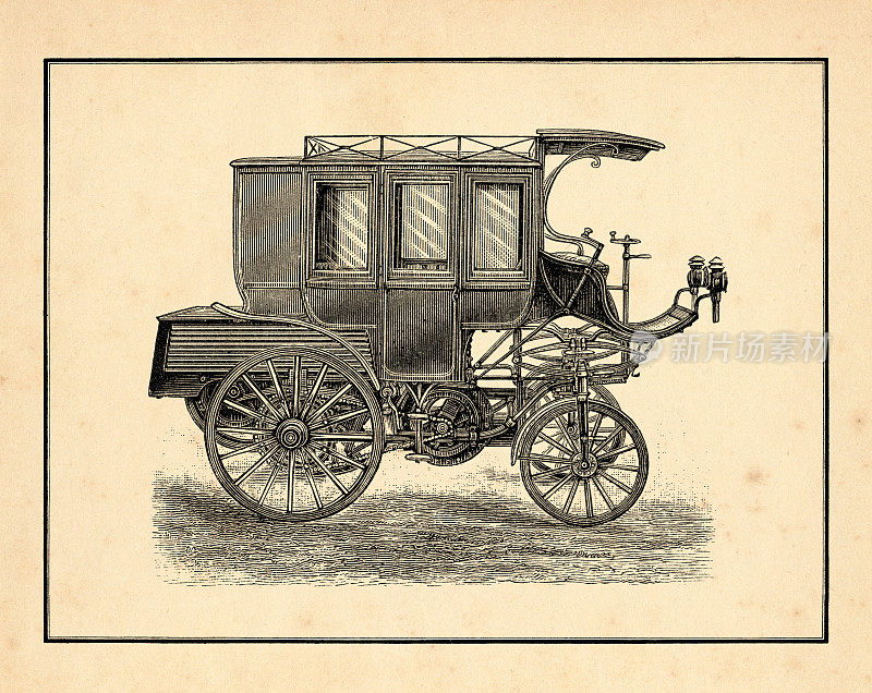 古董汽车汽车公共马车1897年