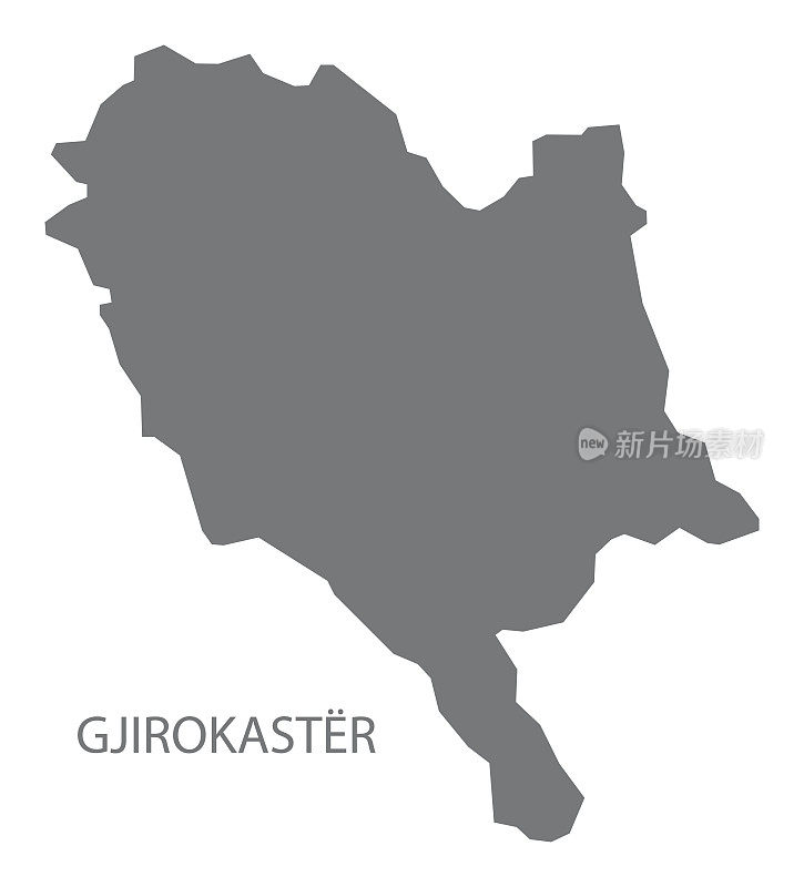 吉罗卡斯特阿尔巴尼亚地图灰色
