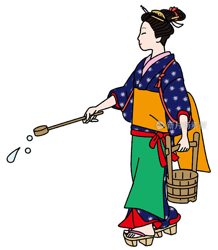 日本的历史。市民。女性。女人浇水