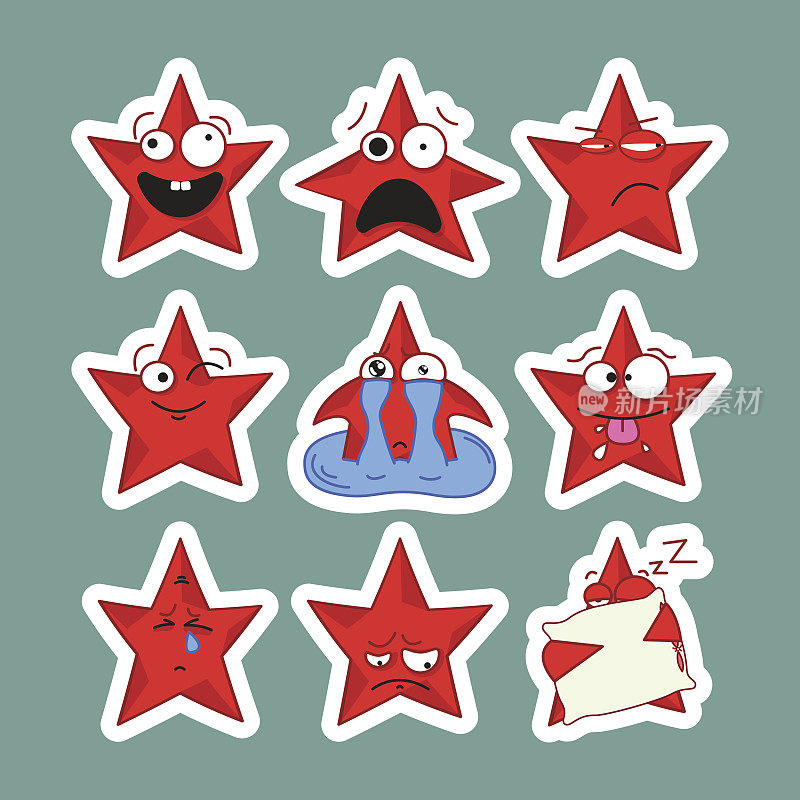Emoji星星图标。Emoji贴纸