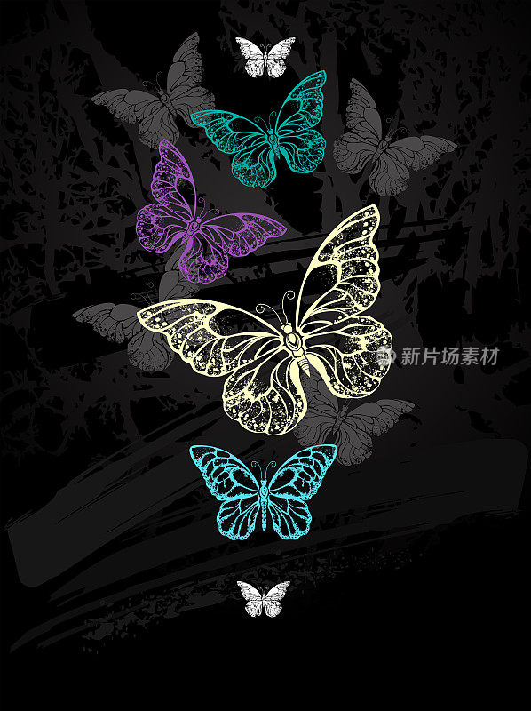 一群色彩柔和的蝴蝶