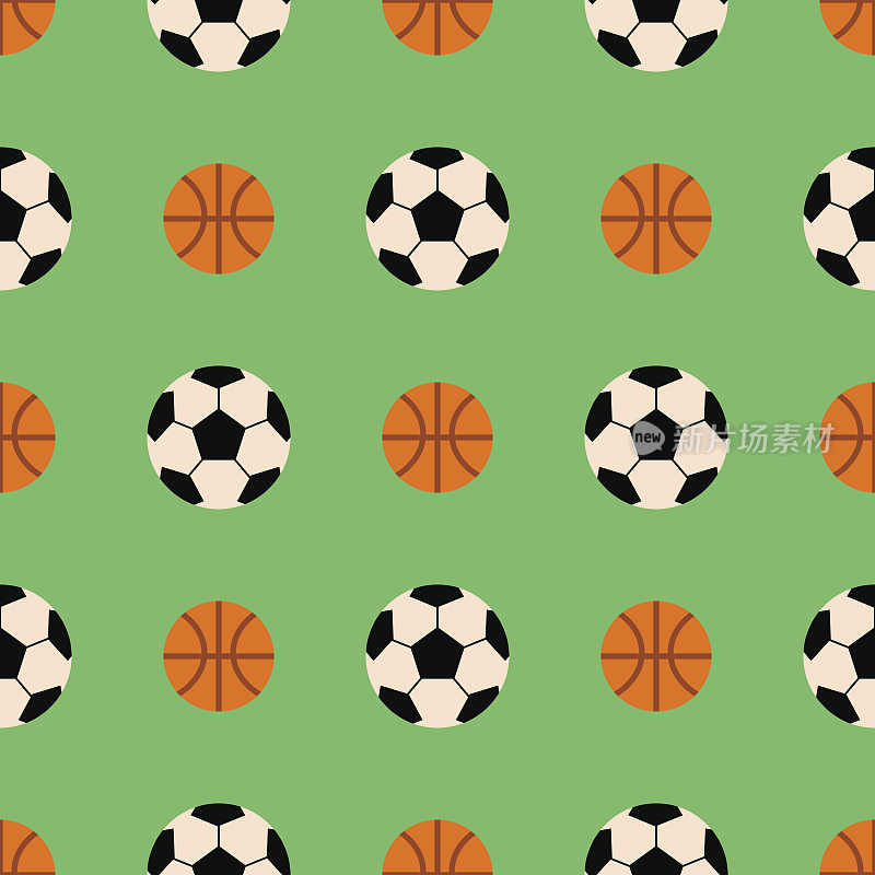 无缝模式与足球矢量六边形符号运动游戏瓷砖篮球运动形状背景插图