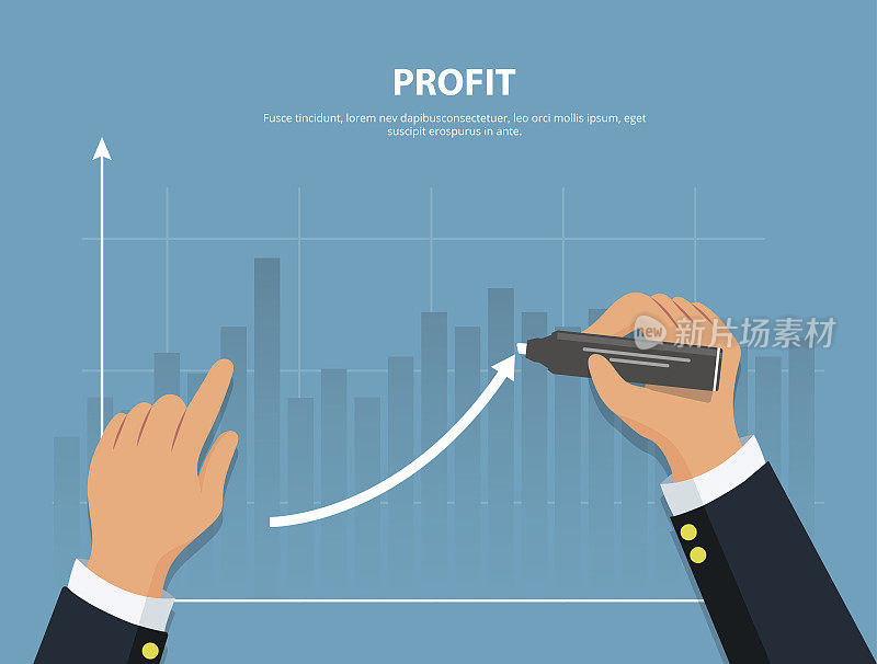 利润。商人经营财务增长图表。概念财务投资和收入增长。