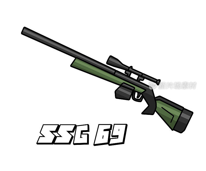 狙击手步枪武器模型ssg69卡通设计