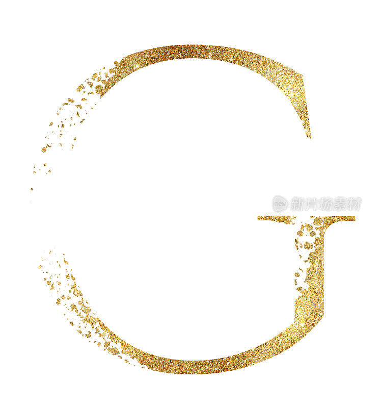 金色闪光大写字母G与分散效果孤立插图