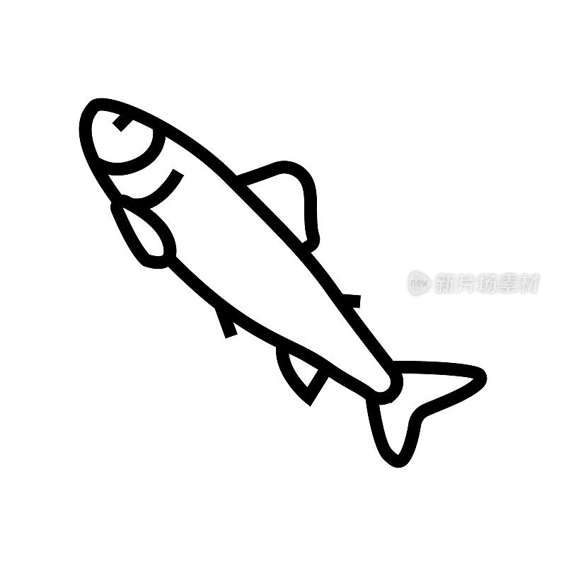 帕尔鲑鱼线图标矢量插图