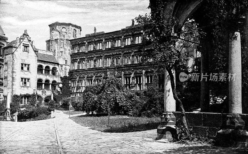 19世纪的德国，海德堡城堡遗址