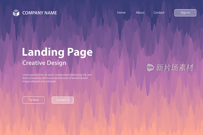 着陆页面模板-抽象背景与流行纹理-紫色渐变