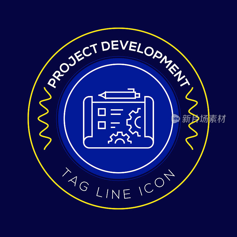 项目开发圈徽章，现代标志矢量图标设计线条风格