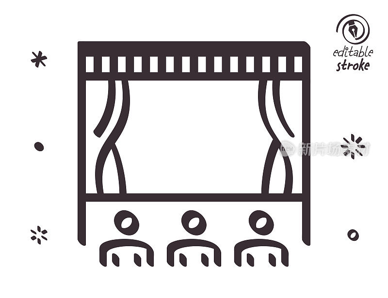 剧场观众的俏皮线条插画