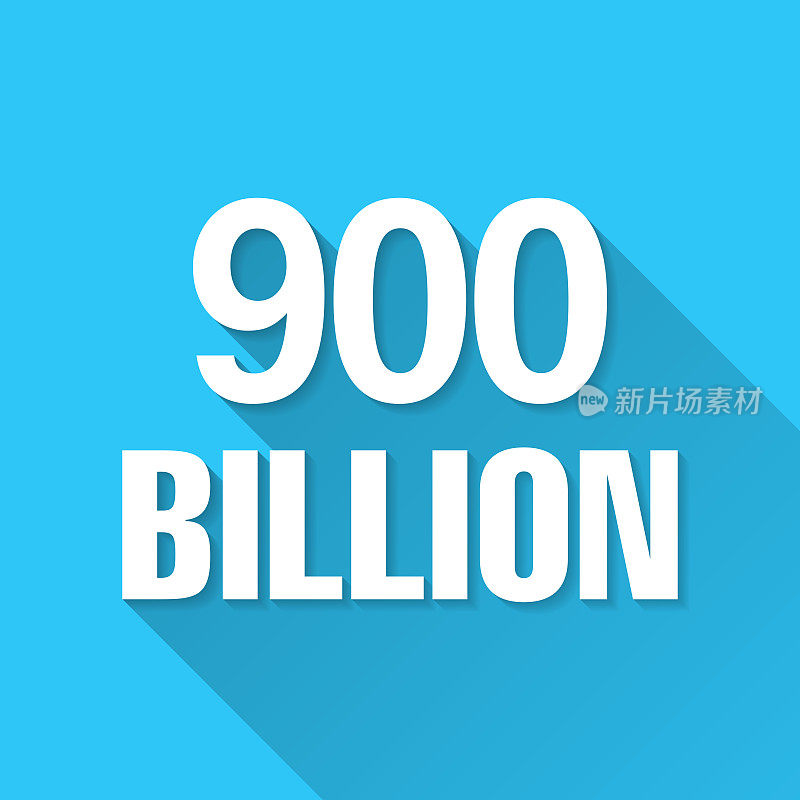 9000亿年。图标在蓝色背景-平面设计与长阴影