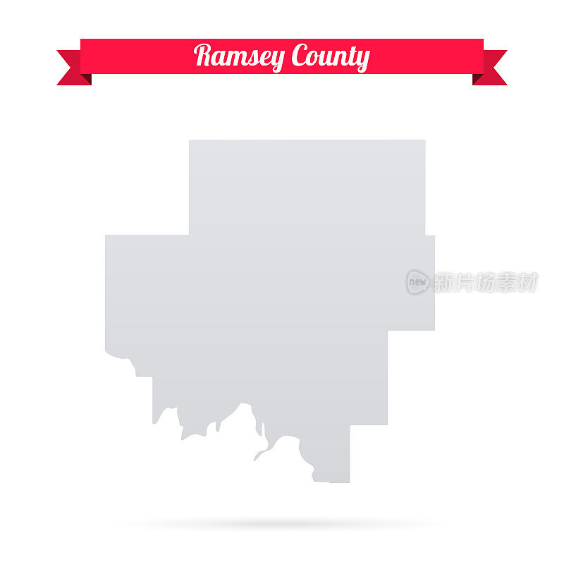 北达科他州拉姆齐县。白底红旗地图