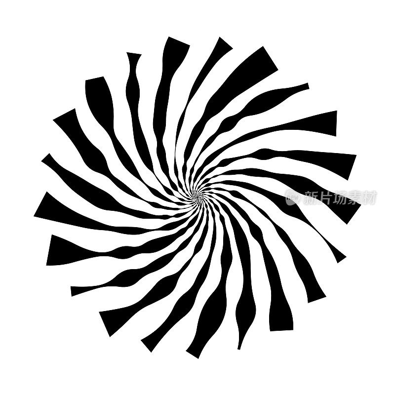 抽象形状:由不均匀的线条组成的螺旋形