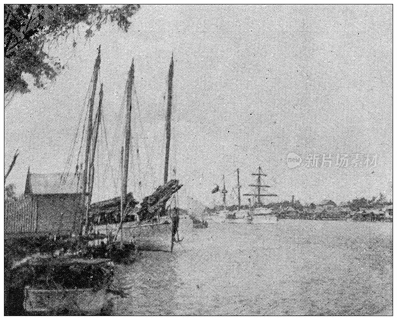 来自英国杂志的古董图片:法国炮艇，曼谷