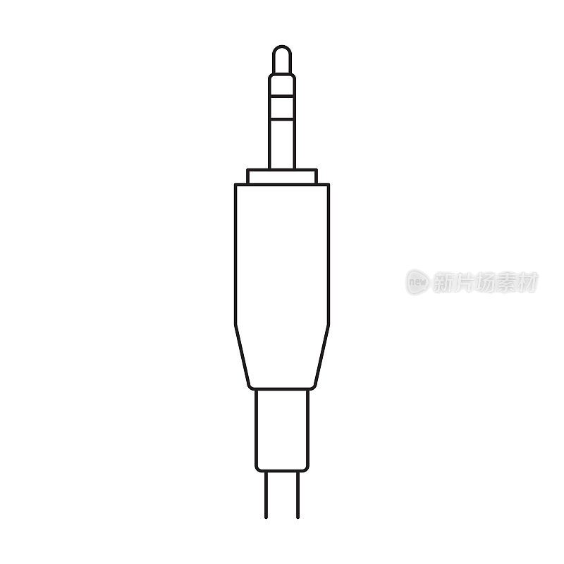 AUX插孔电缆连接器-矢量图标。画插图。白底隔离