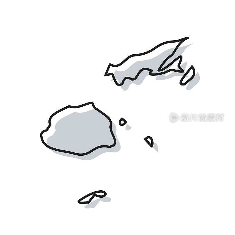 斐济地图手绘在白色背景-时尚的设计